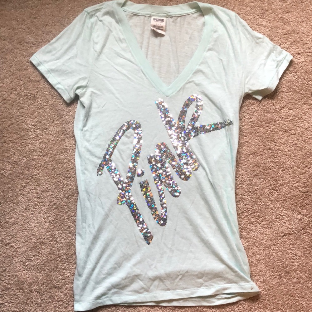 Victoria’s Secret-Pink- Light blue sequin t-shirt